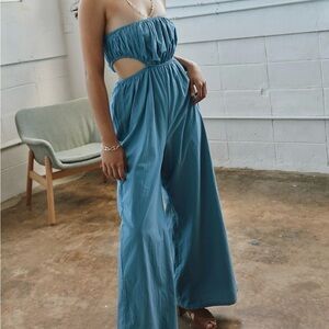 Strapless Blue Jumpsuit